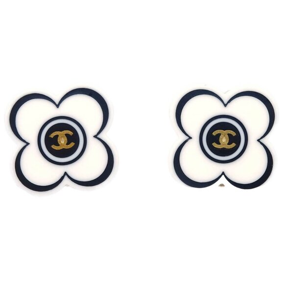 Chanel Flower Earrings Clip-On White 02P 195774 - Picture 1 of 4